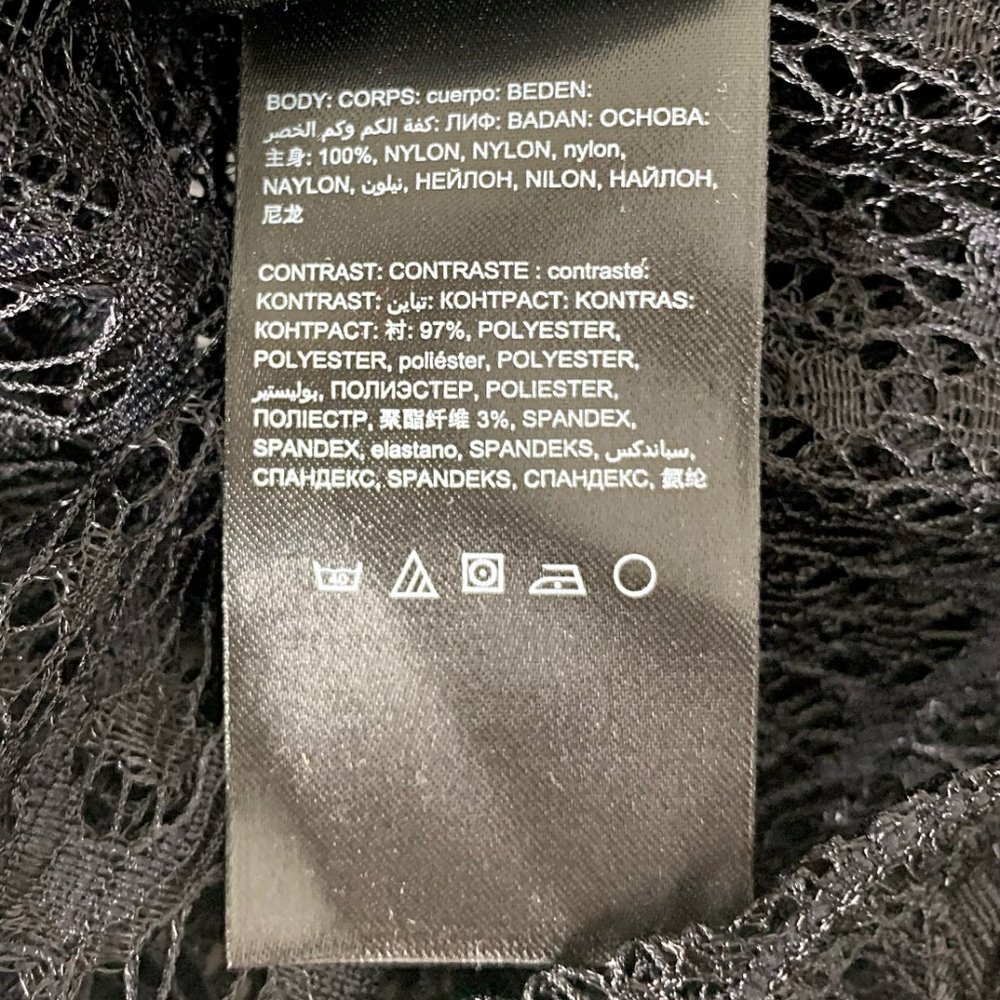Bebe Doris 3/4 Sleeve Stretch Lace Shirt in Black - Picture 7 of 8
